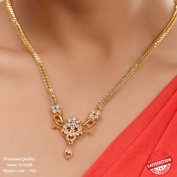 Gold Replica Necklace with white AD Stones 940