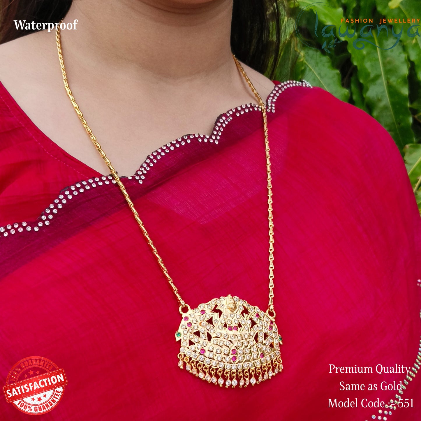 24-Inch Impon Lakshmi Dollar Chain – Traditional Gold Look