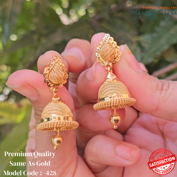 Premium Gold Plated Traditional Jhumkas – Anti-Tarnish Quality 428