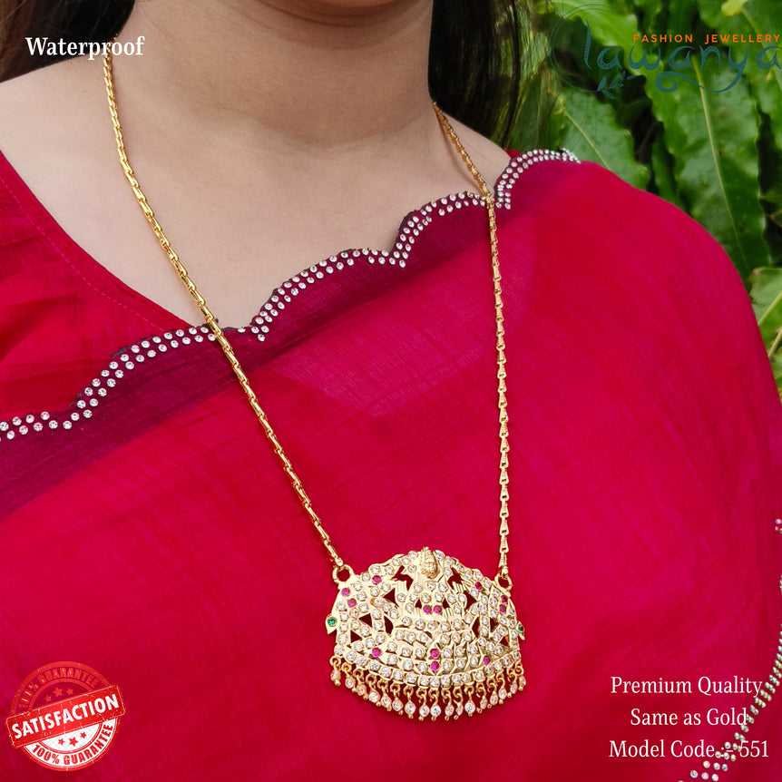 24-Inch Impon Lakshmi Dollar Chain – Traditional Gold Look