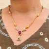 Premium Ruby Stone Necklace – Designer Pendant with Emerald Accent sku 139