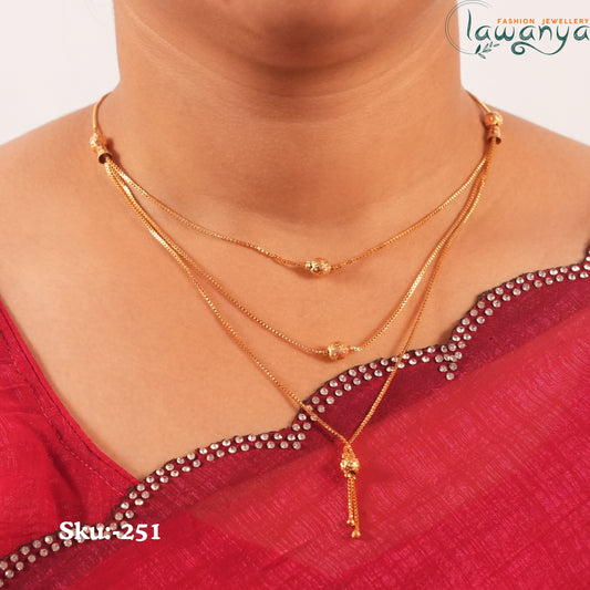 Stylish Triple Layer Box Chain with Tassel Drop