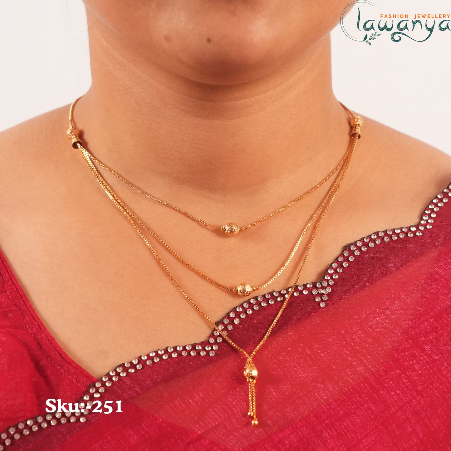 Stylish Triple Layer Box Chain with Tassel Drop