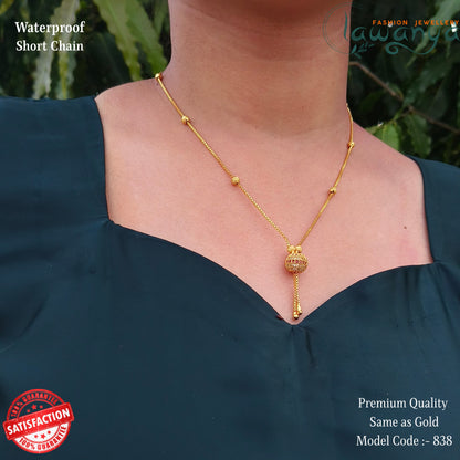 18 Inches Short Chain With White AD Stone Ball