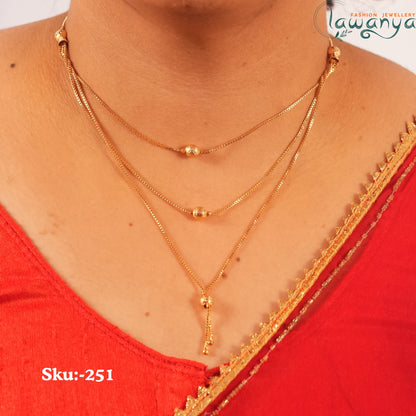 Stylish Triple Layer Box Chain with Tassel Drop