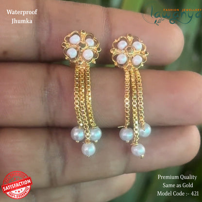 Lightweight Gold Look Jhumkas – Ethnic Design
