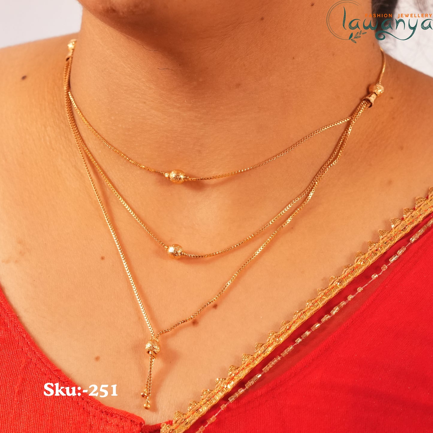 Stylish Triple Layer Box Chain with Tassel Drop