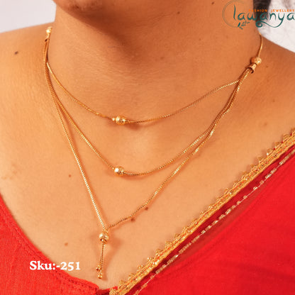 Stylish Triple Layer Box Chain with Tassel Drop