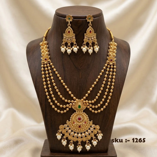 Pearl Layered Long Necklace Set | SKU 1265