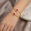 Royal Ruby Gold-Plated Adjustable Bracelet Kada (Pair)