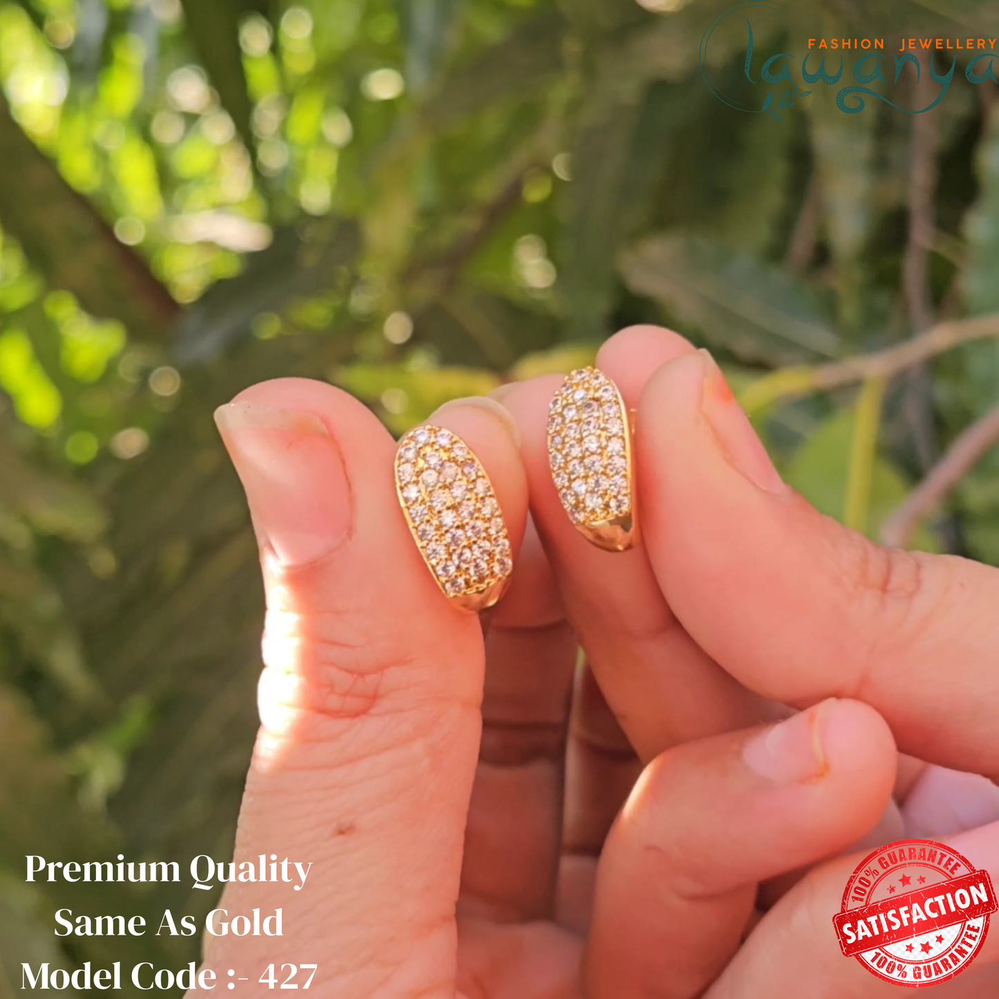 Luxury Finish Gold Plated Stud Earrings for Everyday Wear 427