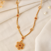 Radiant Gold-Plated Necklace Adorned with Shimmering White & Pink Gems