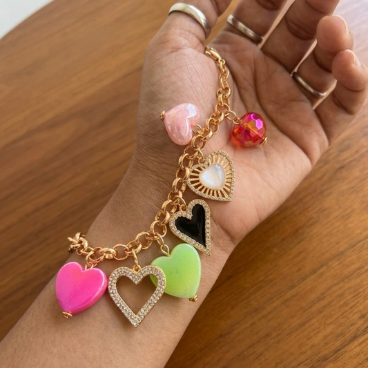 Vibrant Heart & Crystal Statement Bracelet SKU 1101