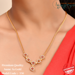 Elegant Gold Plated Dollar Chain Featuring Ruby & CZ Stones – 550