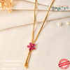 18-Inch Long Chain with Pink Floral Pendant – One Gram Gold Plated 151
