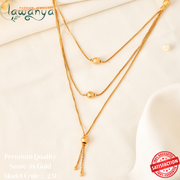 Stylish Triple Layer Box Chain with Tassel Drop 251