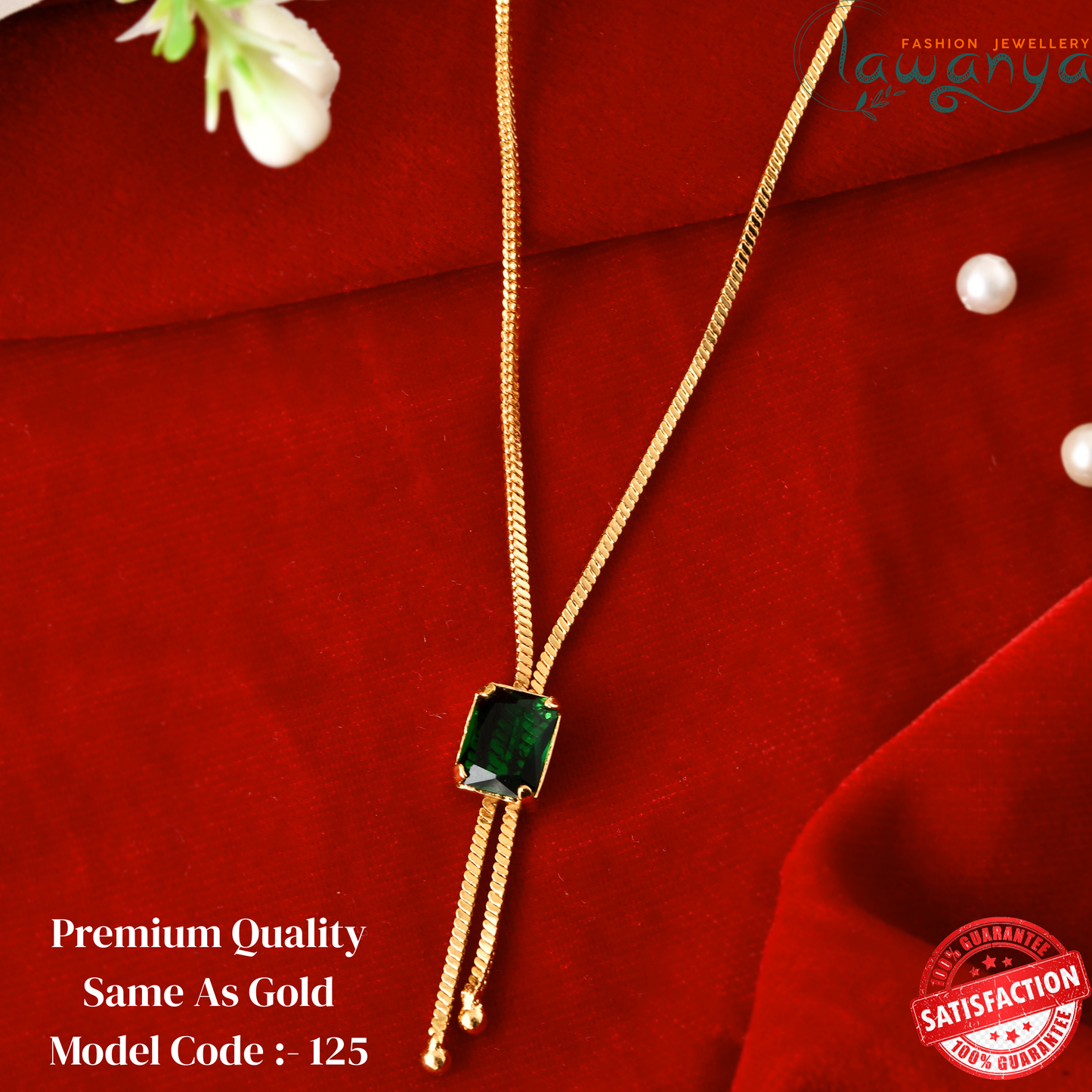 18-Inch Lightweight Ruby Stone Chain – One Gram Gold Style 125