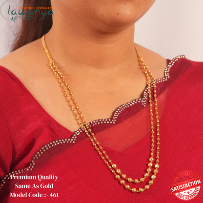 Beautiful Double Layered Gold Ball and Textured Bead Chain 461