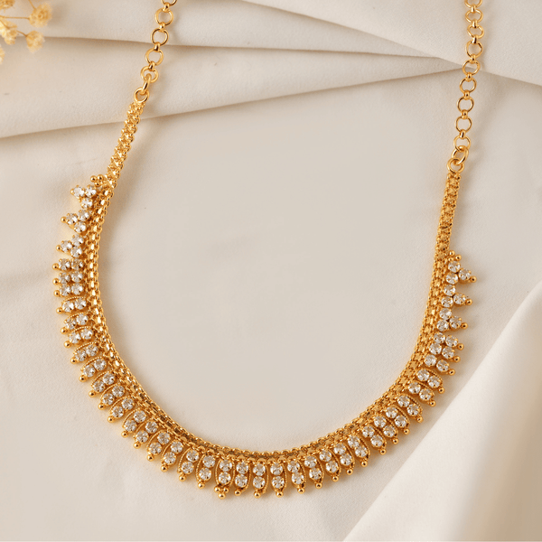 Elegant Gold Plated Necklace With White AD Stone (same as real gold) 971