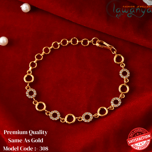 Gold Plated Diamond-Look Bracelet with Anti-Tarnish Finish 308