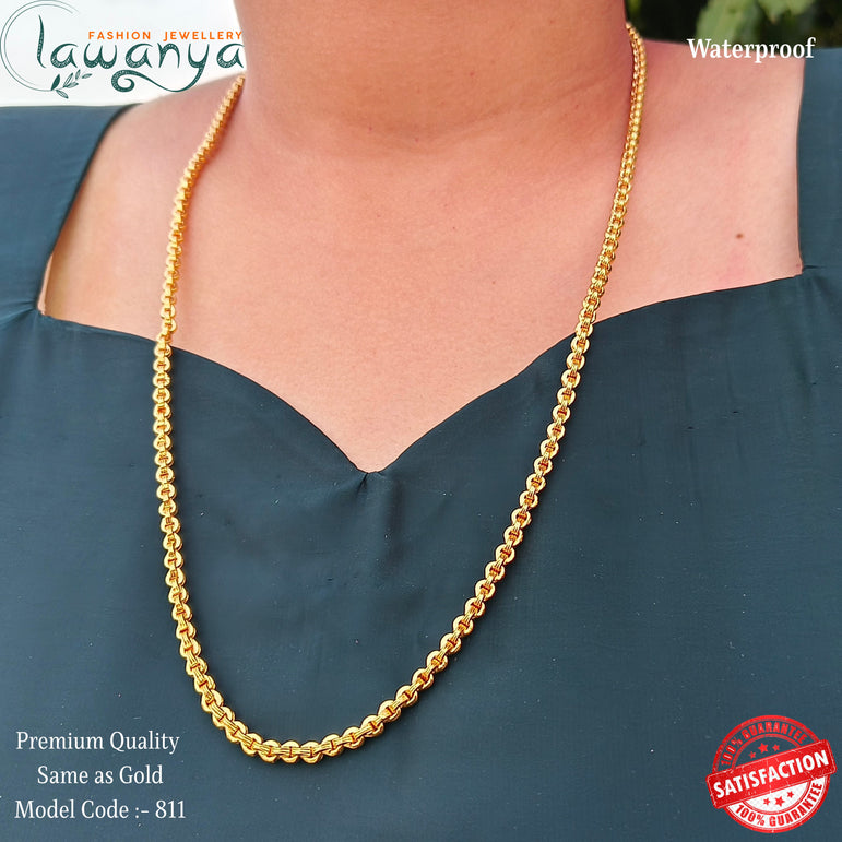 24" Traditional Chandramukhi Chain | Gold Plated Beauty