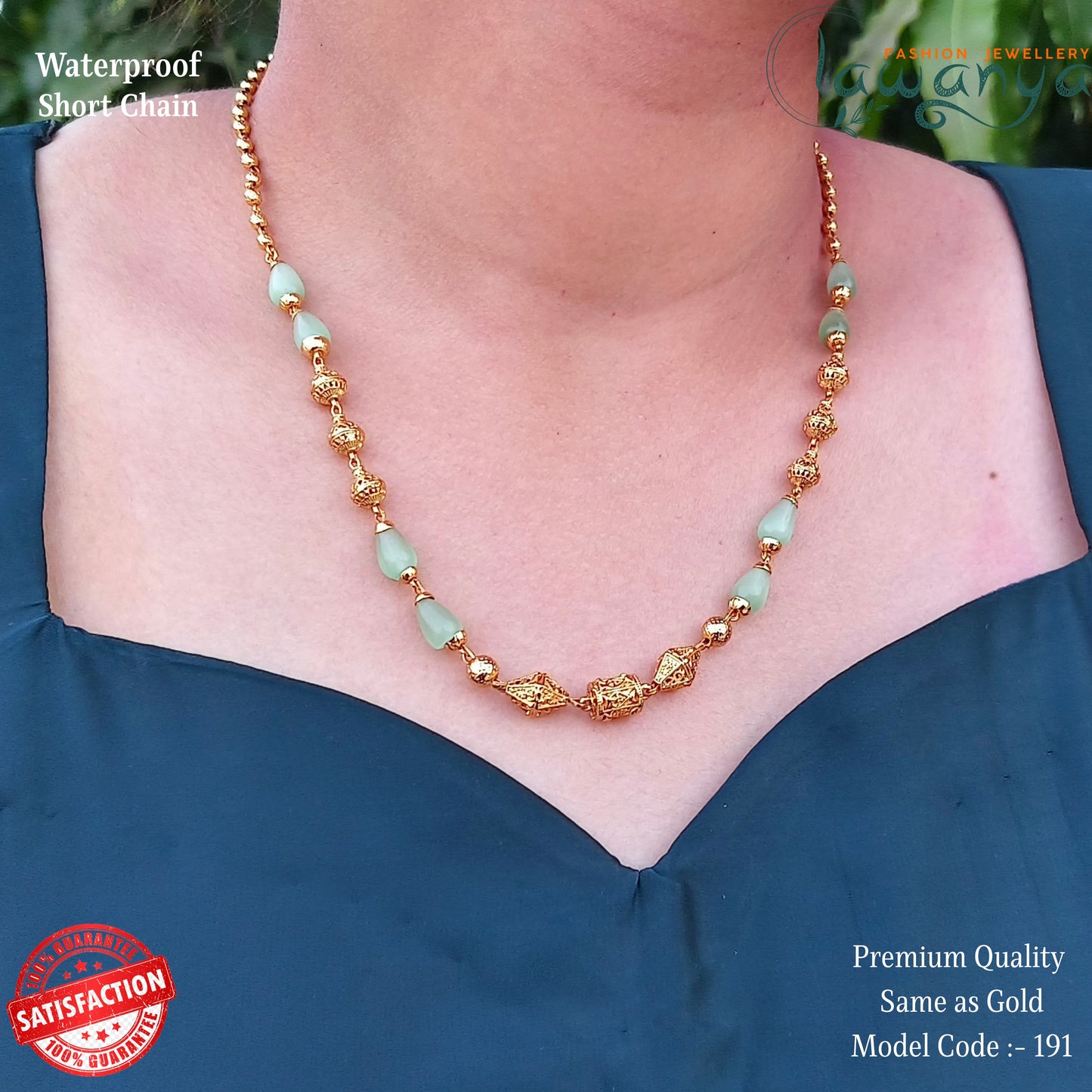 18-Inch Gold-Plated Pearl Chain – Elegant & Timeless Design