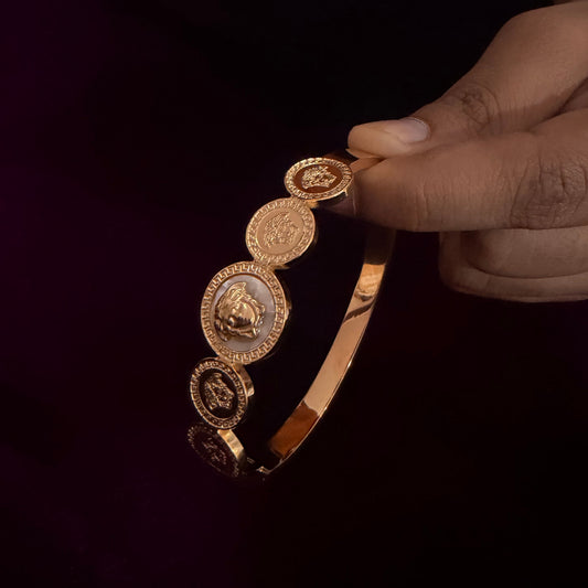✨ Elite Medusa Designer Bracelet – Luxury Gold Coin-Inspired Kada sku 1115