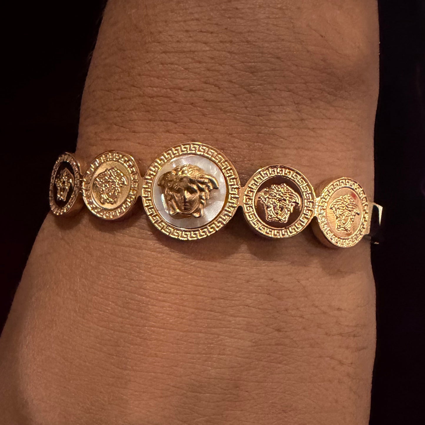 ✨ Elite Medusa Designer Bracelet – Luxury Gold Coin-Inspired Kada sku 1115