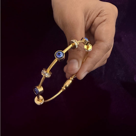 🧿 Evil Eye Charm Gold Bracelet – Premium Protection & Style Kada ✨ sku 1114