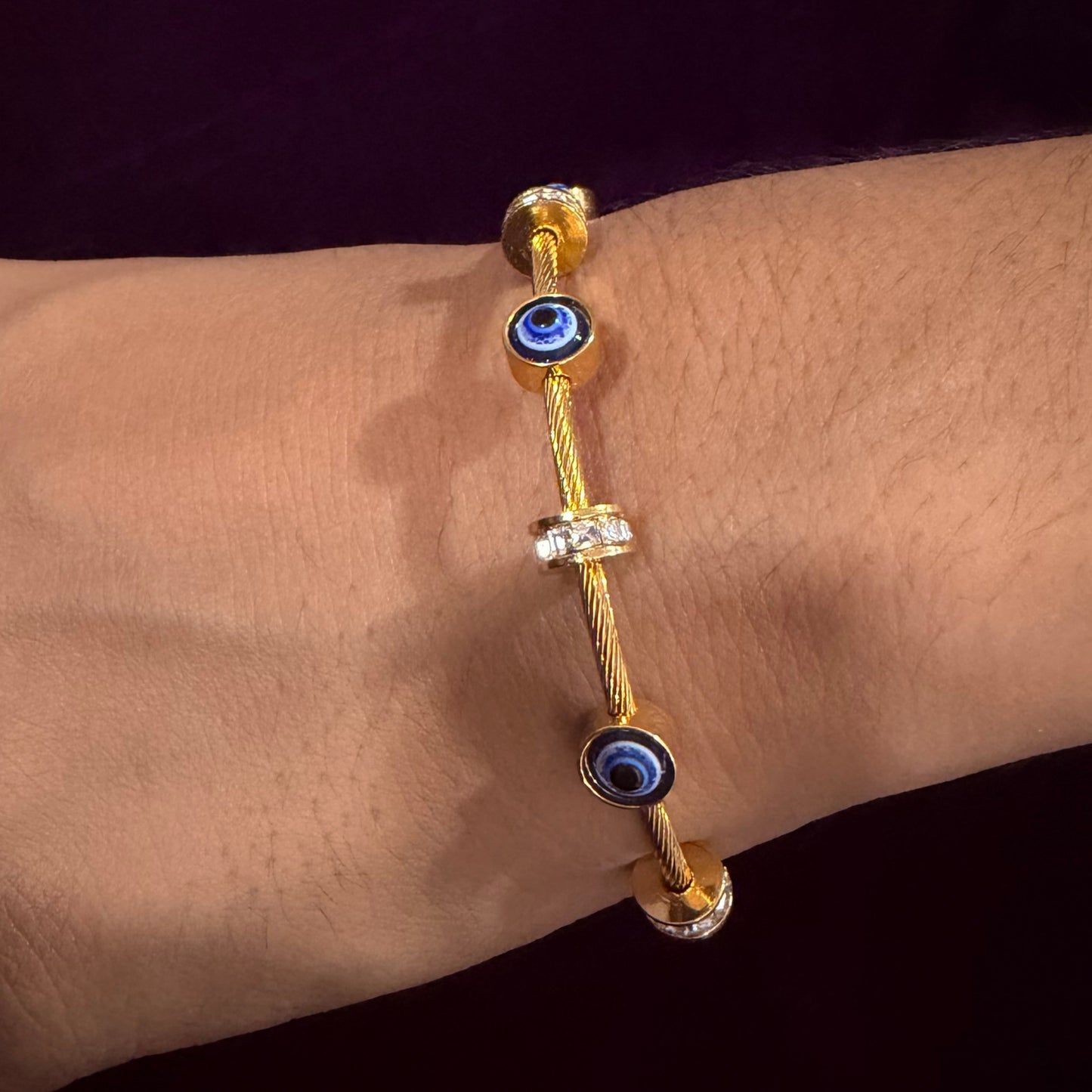 🧿 Evil Eye Charm Gold Bracelet – Premium Protection & Style Kada ✨ sku 1114