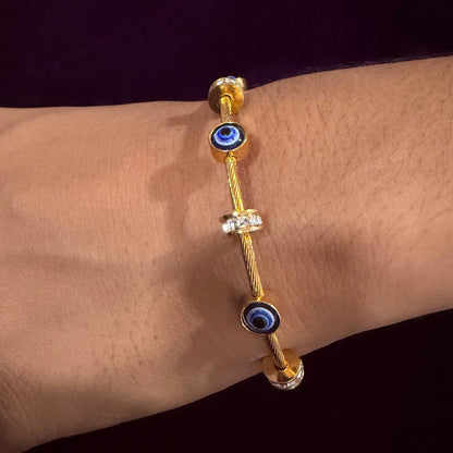 🧿 Evil Eye Charm Gold Bracelet – Premium Protection & Style Kada ✨ sku 1114