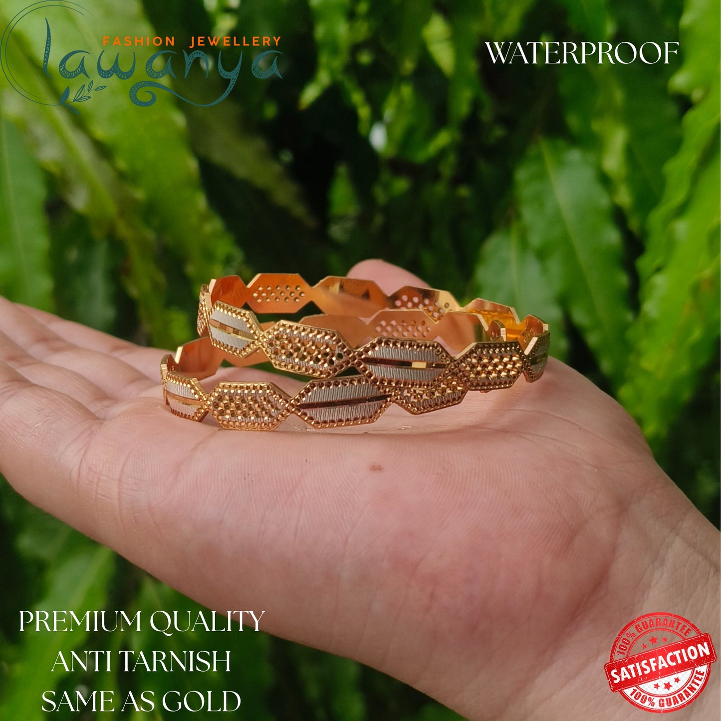 Gold Look Designer Bangles – Anti Tarnish | Waterproof