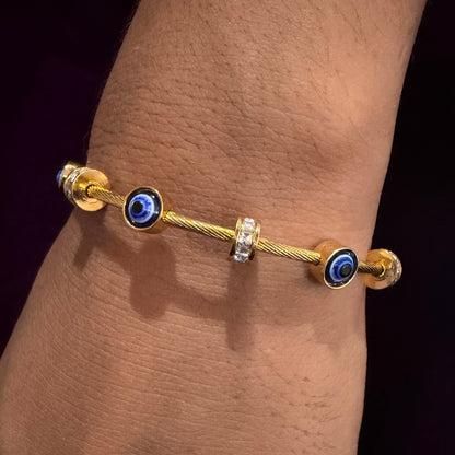 🧿 Evil Eye Charm Gold Bracelet – Premium Protection & Style Kada ✨ sku 1114