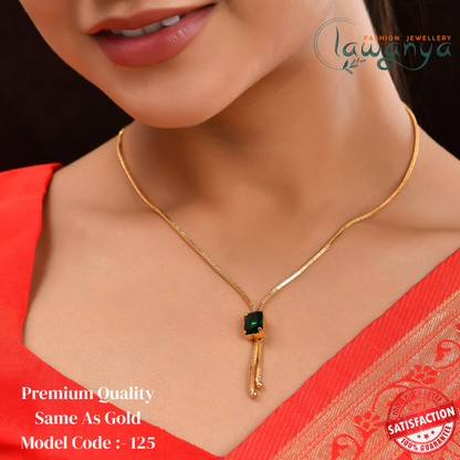 18-Inch Lightweight Ruby Stone Chain – One Gram Gold Style 125