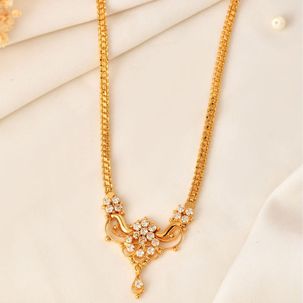 Gold Replica Necklace with white AD Stones 940