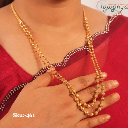 Beautiful Double Layered Gold Ball and Textured Bead Chain