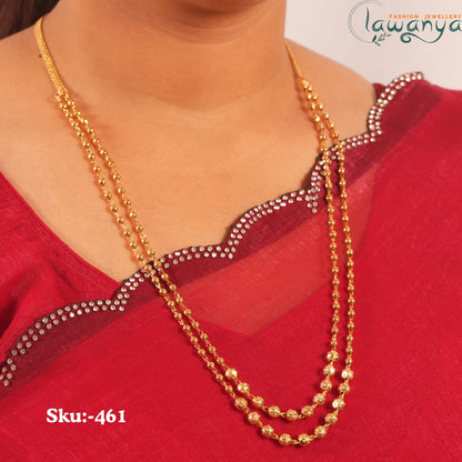 Beautiful Double Layered Gold Ball and Textured Bead Chain