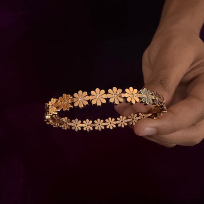 Blooming Daisy Gold Bracelet – Elegant Floral Designer Kada with Crystal Shine sku 1112