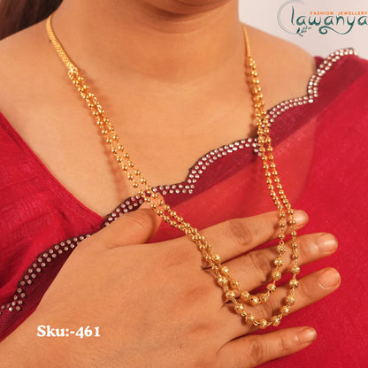 Beautiful Double Layered Gold Ball and Textured Bead Chain