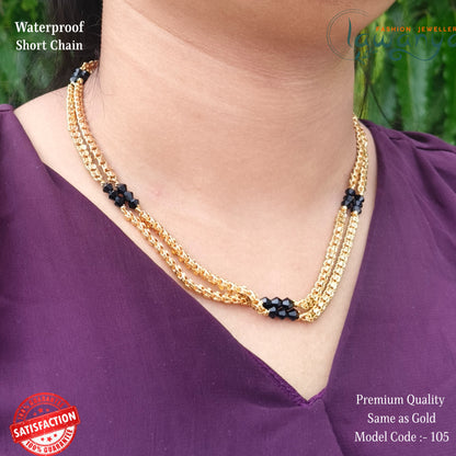 Double Layered Black Crystal Chain – 18” One Gram Plated
