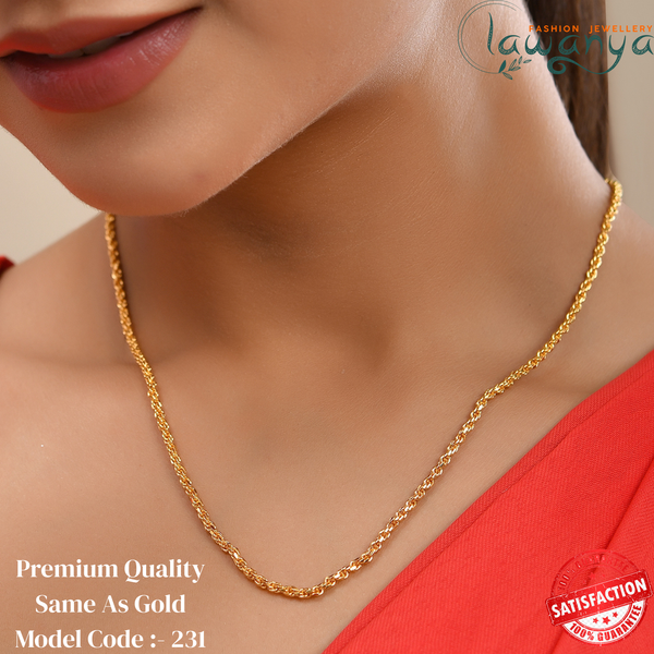 Short Gold Rope Chain – 18-Inch Twisted Link Necklace 231