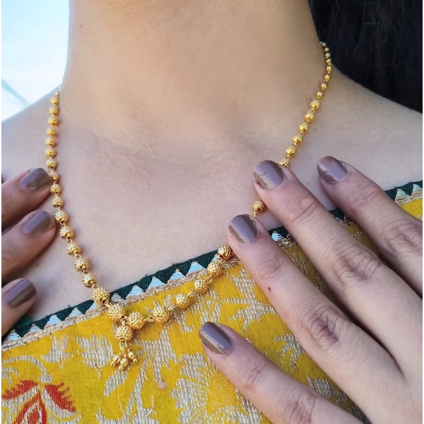 Radiance Gold-Plated Beaded Chain | Lightweight & Tarnish-Resistant