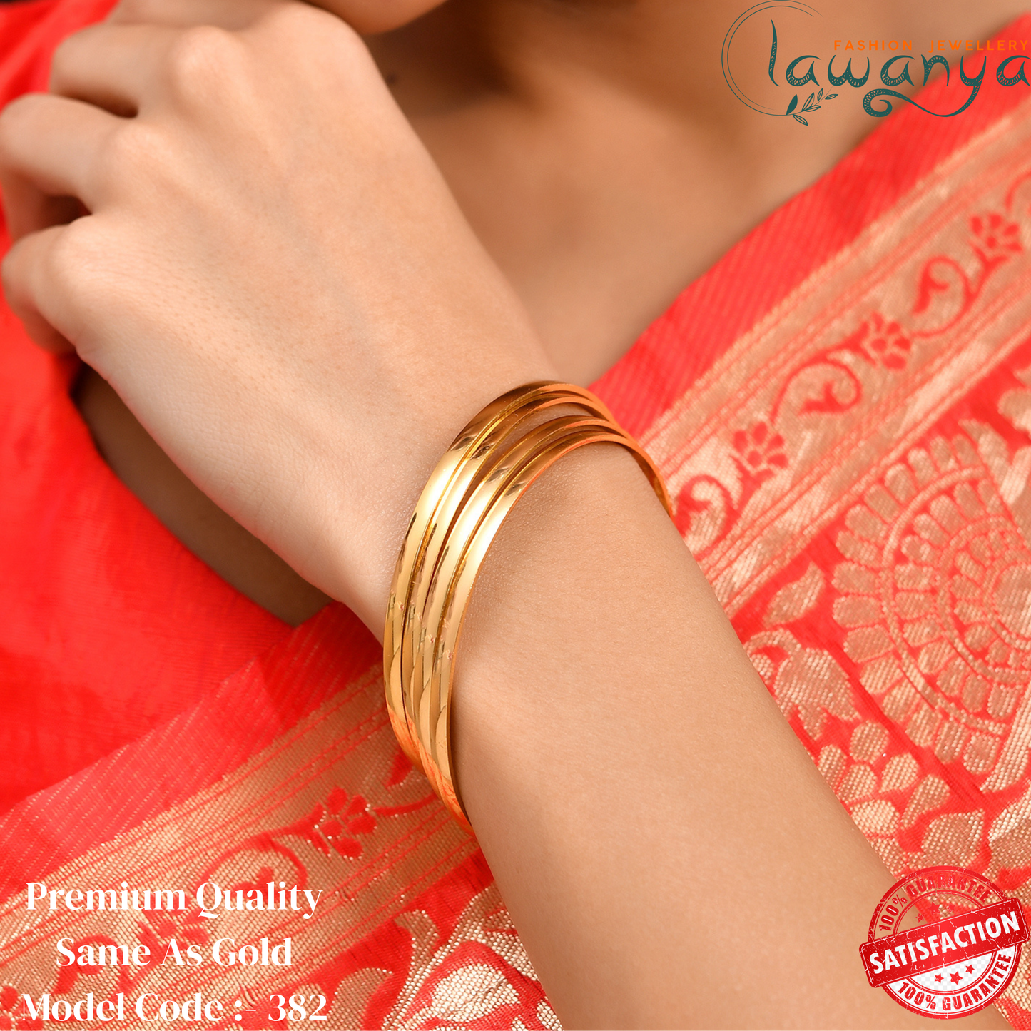 Gold Model Plain Bangles ( One Gram Plated ) 4 bangles 382
