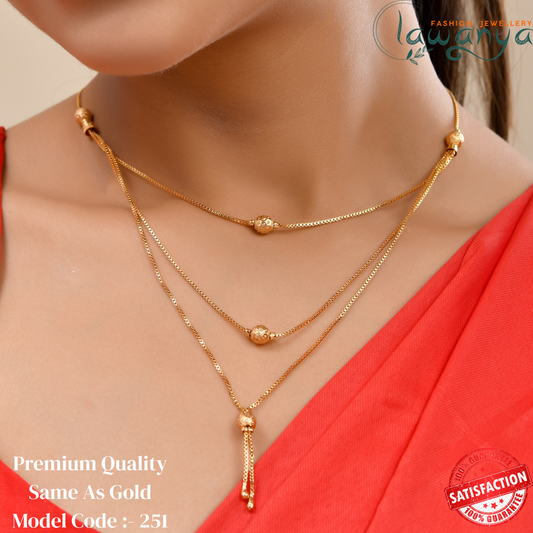 Stylish Triple Layer Box Chain with Tassel Drop 251