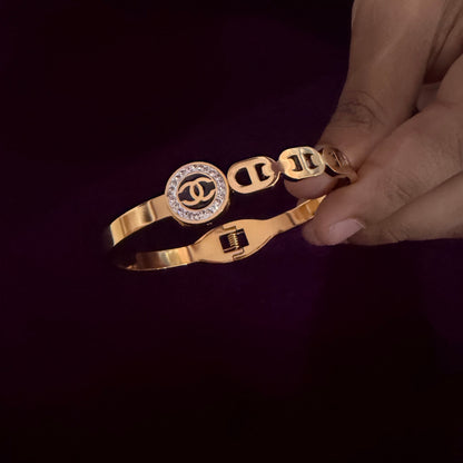 Royal Crystal Gold Bracelet – Luxury Designer Statement Kada with Premium Shine sku 1109