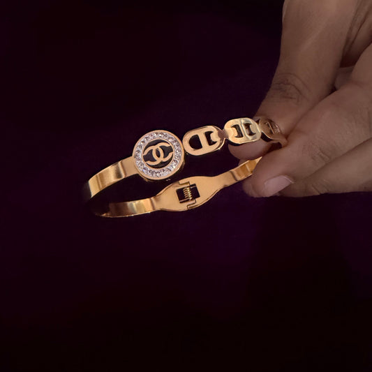Royal Crystal Gold Bracelet – Luxury Designer Statement Kada with Premium Shine sku 1109