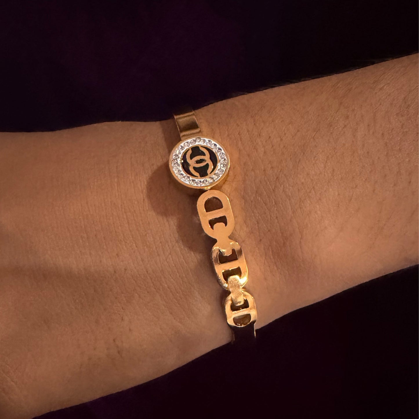 Royal Crystal Gold Bracelet – Luxury Designer Statement Kada with Premium Shine sku 1109