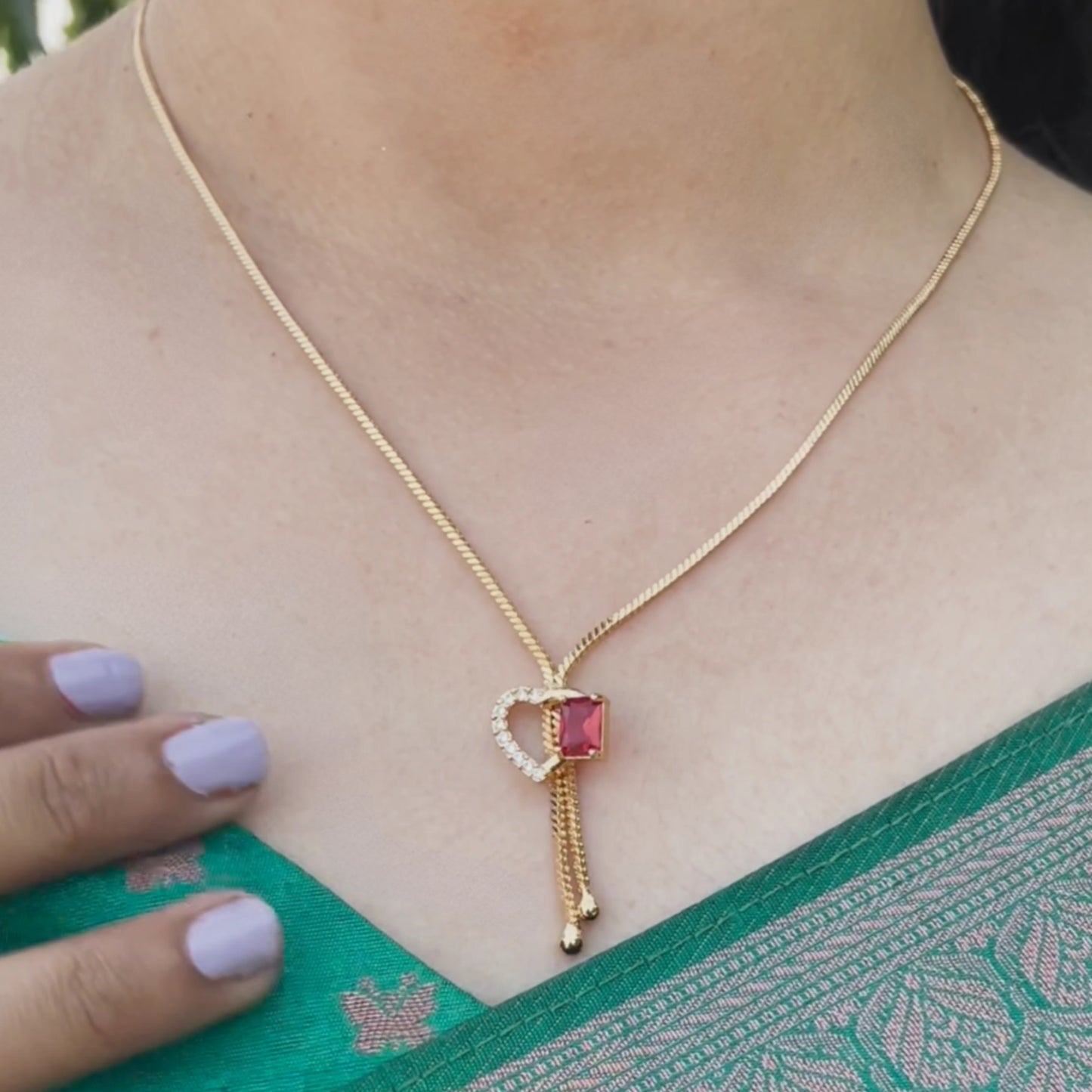 18 Inches One Gram Short chain with Ruby Stone