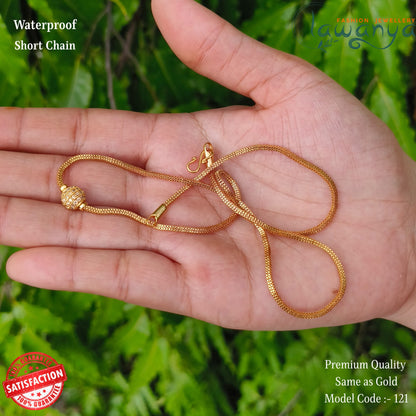 Premium Gold-Plated Necklace – 18” with Elegant Stone Ball Accent