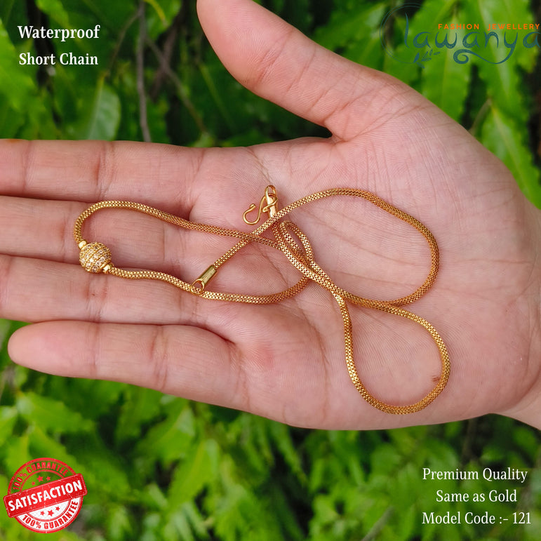 Premium Gold-Plated Necklace – 18” with Elegant Stone Ball Accent
